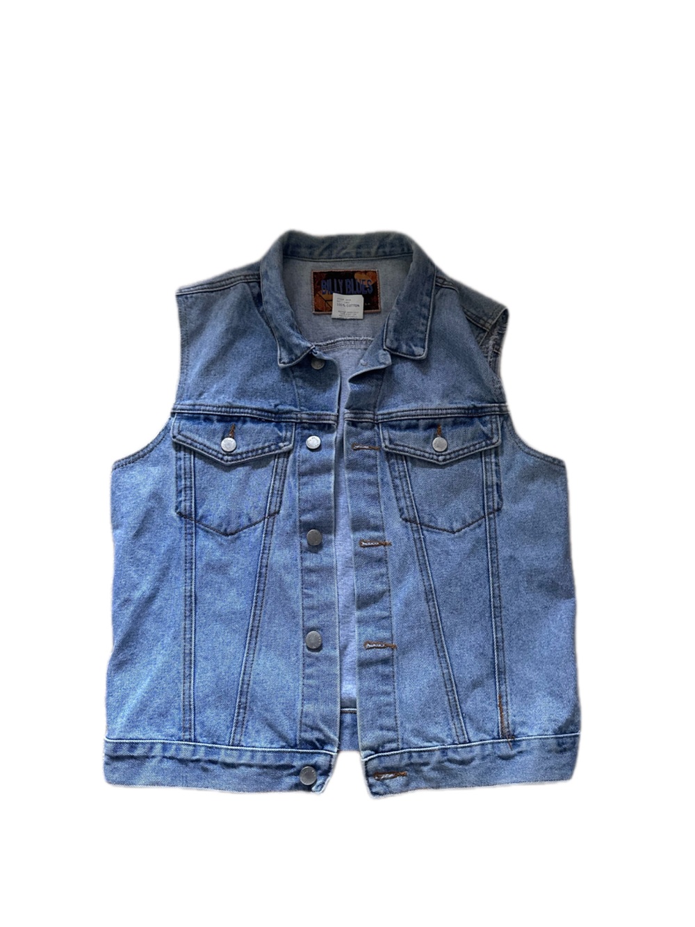 Men's Light Blue Denim Sleeveless Trucker Vest made in usa